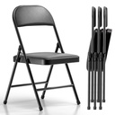 4 Pack Folding Chairs with Padded Cushion and Black Metal Chairs with Comfortable Cushion and Durable Steel Frame for Home and Office, for Indoor and Outdoor Events