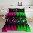 YST Geometric Honeycomb Comforter Set Twin Neon Pink Green Black Striped Bedding Set for Girls Boys Kids Adult,Abstract Gradient Ombre Comforter Set Geometry Beehive Hexagon Bed Set 2Pcs