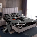 YST Basketball Sheet Set Twin Sports Bed Sheets for Boys Grey Black Basketball Bedding Set Basketball Bedding for Boys Kids Bedroom Decor,Ball Game Fitted Sheet + Top Sheet + 1 Pillowcase