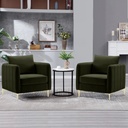 SZLIZCCC Modern Velvet Accent Chair Sets of 2, Upholstered Single Sofa Chairs Armchair with Square Arm, Accent Chairs for Living Room, Bedroom, Apartment