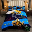 Truck Comforter Set Boys Twin down Comforter Kids Excavator Equipment Truck Bedding Set Construction Vehicle Quilt Duvet Set Cartoon Machinery Truck Gear Bulldozer Tractor Cars Duvet Set,Colorful