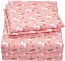 Viviland Bed Sheet Set for Kids Girls Full Size 3PCS Microfiber Pink Unicorn Bed Sheet