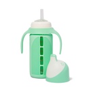 Tabor Place | Glass Sippy Cup for Toddlers | Mint Green | Spill-Proof | Silicone Straw | 8 Oz | Liquids Never Touch Plastic