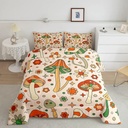 YST Retro 60S 70S Groovy Flower Comforter Set,Cartoon Mushroom Bedding Set Twin,Funky 1960 1970 Floral Quilt Set,Cute Country Plants Artwork Duvet Insert with 1 Pillowcase Warm