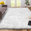 Sanmadrola Faux Sheepskin Area Rugs Fluffy Shaggy Rug Ultra Soft Faux Fur Carpets Rug Fluffy Washable Rug for Bedroom, Nursery Room,Luxury Living Room Decor White 4X6 Ft