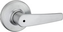 Kwikset Delta Interior Privacy Door Handle with Lock, Door Lever for Bathroom and Bedroom, Satin Chrome Reversible Keyless Turn Lock
