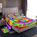 YST 70S Groovy Flower Sheet Set Twin Rainbow Tie Dye Bed Sheets Man Girls Peace Sign Fitted Sheet Groovy Decor Boho Floral Women'S Halloween 1960'S 1970'S Disco Hippie Indie Room Decor
