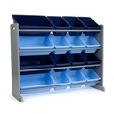 Humble Crew Leo Supersized Toy Storage Organizer with 16 Plastic Storage Bins, Grey/Blue