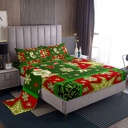 YST Xmas Bed Sheets Set Twin, Owl Sheet Set for Teens Adult, Christmas Snowflakes Tree Stars Hearts Sheets, Xmas Green Red Bedroom Decor Geometric Grid Patchwork Flat Fitted Sheet