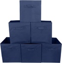 Ezoware Set of 6 Foldable Fabric Basket Bins, 10.5"X10.5"X11" Collapsible Storage Organizer Cube with Handle for Clothes Nursery Toys - Denin Blue