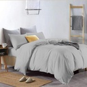 Ultra Soft Duvet Cover 3 Piece Set Queen(90''X 90'') 600 Thread Count 100% Natural Cotton Duvet Cover with Two Pillow Shams & Corner Ties Lightweight Comforter Cover Set ( Silver Grey)