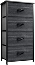 Uforic 4-Drawer Dresser - Fabric Storage Tower, Organizer Unit for Bedroom, Hallway, Living Room, Fabric Bins, Charcoal Black Wood Grain