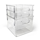 Isaac Jacobs 3-Pack Medium Clear Plastic Organizer Bins W/Handles, Food Safe, BPA Free