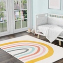 Unique Loom Whimsy Kids Collection Area Rug - Rainbow (5' 3" X 8' Rectangle Ivory/Yellow) Perfect for Kids Bed Room/Nursery Room/Living Room/Class Room/Play Room