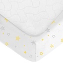 American Baby Company Crib Bedding Bundle Set, a 100% Cotton Fitted Standard Crib Sheet and a Quilt-Like Flat Crib Protective Mattress Pad Cover, Golden Yellow Star, for Boys and Girls