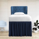 30 Inch Drop Length Dorm Room Bed Skirt | Full XL Lightweight Ruffled Ruffled Dorm Bedskirt | College Dorm Bed Skirts | Microfiber Made | Navy Blue Solid