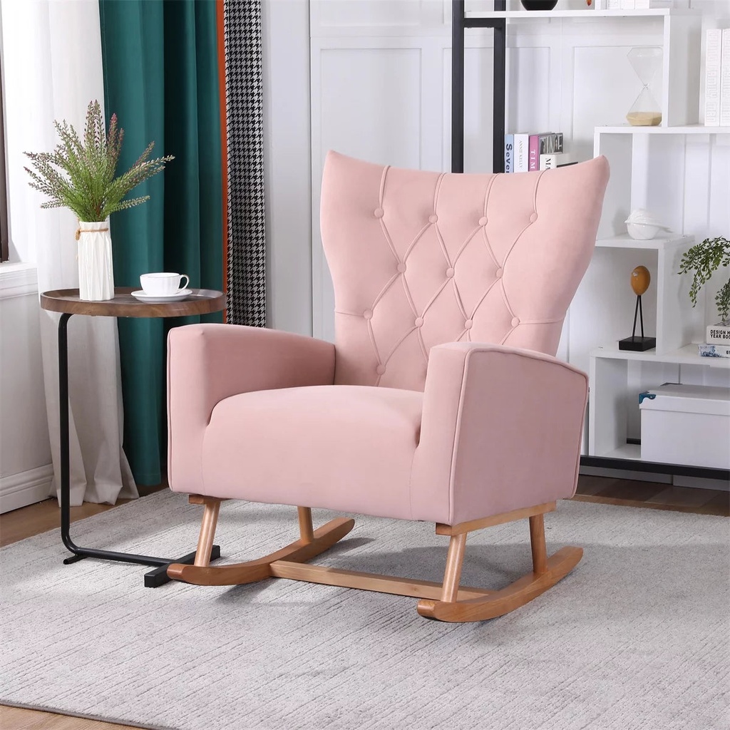 Modern Velvet Rocking Chair for Living Room & Nursery