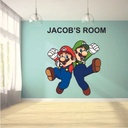Mario and Luigi Super Mario Bros Wall Art Design Customized Name Wall Decal - Personalized Name - Baby Girl Boy Room Decoration (20X18 Inch)