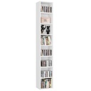 Homfa 8-Tier Media Tower, CD DVD Media Storage Unit with 4 Adjustable and 3 Fixed Shelves for Living Room Bedroom, White