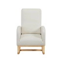 Indoor Rocking Chair, Upholstered Glider Chair with Solid Wood Legs and Side Pockets, Modern High Back Armchair for Living Room Bedroom, Beige