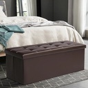 43" Ottoman with Storage Bench for Bedroom, Long End of Bed Seat with Storage Ottoman Bench, Large Folding Faux Leather Footrest Toy Chest for Living Room, Brown