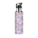 Unicorns and Rainbows Water Bottles Insulated Thermos Kids Stainless Steel Bottle with Straw Lid Flask Leakproof for Sports Gym 20 Oz