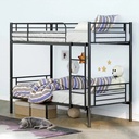 Alohappy Metal Bunk Bed Twin over Twin, Twin Bunk Beds with Removable Ladder and Safety Guard Rail, 12.44" under Bed Storage Space, No Box Spring Needed, Easy to Climb, Industrial Style(Black)