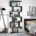 Homfa Geometric Bookcase Wooden Wood S Shape Storage Display Unit Bookcase Bookshelf 6-Tier Storage, 75" H X 27.6" W, Black
