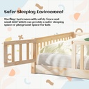 Twin/Full/Queen Size Floor Bed with Safety Guardrails, Toddler Floor Bed for Girls and Boys Natural - Full