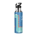 Stainless Steel Water Bottle Blue Dinosaur with Straw Lid Vacuum Insulated Keeps Hot and Cold Leak Proof Flask Jug for Gym Travel Sports Cycling Outdoor 20 OZ