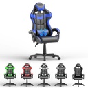 Soontrans Gaming Chair with Massage, High Back Computer Gamer Chair for Adults and Kids, Ergonomic Game Chair with Adjustable Headrest and Lumbar Support (Blue)