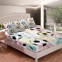 Kids Football Bedding Set Sports Theme Fitted Sheet for Child Boys Girls Soccer Ball Pattern Bed Sheet Set Breathable Colorful Grunge Style Bed Cover Geometry Room Decor Twin Size