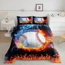 Baseball Comforter Set Twin Size Sports Theme down Comforter Kids Teens Boys Fire and Ice Sports Baseball Quilted Duvet,Decoration 2 Pcs Bedding Comforters (1 Comforter Set +1 Pillowcase) Red Blue