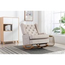 Rocking Chair Modern Upholstered Recliner Glider Chair, Mid Century Rocker Oversized Wingback Armchair, Comfortable Rocking Chair Accent Chair with Side Pocket for Living Room, Beige