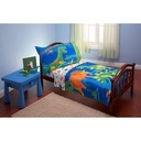 Everything Kids 4-Piece Dinosaurs Toddler Bedding Set, Comforter, Top Sheet, Fitted Sheet and Pillow Case