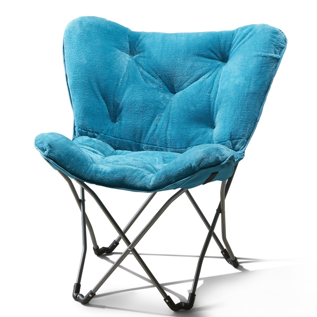 Mainstays Folding Butterfly Chair - Blue Faux Fur