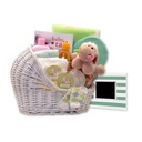 Gift Basket Drop Shipping 89062-Y-T Welcome Baby Bassinet New Baby Basket - Yellow, Teal