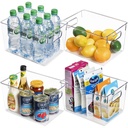 4 Pack Clear Plastic Storage Bins with Handles, Vtopmart Pantry Organizer Bins, for Refrigerator, Freezer, Cabinet, Kitchen, Countertops, Large