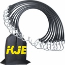KJE 50Pack 21" Rubber Bungee Cords with S Hooks - Quality EPDM, Heavy Duty Black Bungee Straps, Ideal for Outdoor Tie Downs, Securing Tarps, Canvases, Cargo in Cold Hot Climates