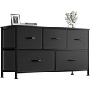 Bilot Dresser for Bedroom with 5 Drawers, Wide Chest of Drawers, Fabric Closet Dresser, Clothing Storage Organizer Unit with Fabric Bins, for Closet, TV Stand, Living Room, Hallway, Nursery (Black)