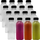 Avant Grub 12 Fl Oz Clear Reusable, Empty Juice Bottles with Lids, 12 Pack