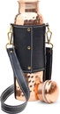 Kitchen Science Copper Water Bottle (34Oz/1000Ml) W/A Leather Carrying Bag | 100% Pure Copper Bottle for Drinking Water | Lab-Tested, Heavy Duty & Leak-Proof | Authentic Ayurvedic Copper Water Bottle