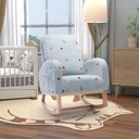 Nursery Rocking Chair, Accent Rocker Armchair with Side Pocket, Upholstered High Back Rocking Chair with Solid Wood Legs, Single Rocker Chair for Living Room, Baby Room, Bedroom, Blue Boucle