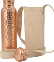 Kitchen Science Copper Water Bottle (34Oz/1000Ml) W/A Carrying Canvas Bag | 100% Pure Copper Bottle for Drinking Water | Lab-Tested, Heavy Duty & Leak-Proof | Authentic Ayurvedic Copper Water Bottle