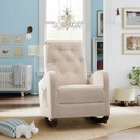 Hassch Rocking Chair High Back Nursery Chair Baby Room Rocker Armchair, Beige