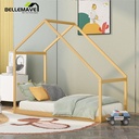 Toddler House Bed Twin Size, Twin House Floor Bed for Kids,Toddler Montessori Bed/Twin Floor Bed Frame Toddler, Need Box Spring(Natural)