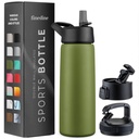 Triple Insulated Stainless Steel Water Bottle with Straw Lid - Flip Top Lid - Wide Mouth Cap (25 Oz) Sports Drink Bottle, Keeps Hot and Cold - Great for Hiking & Biking