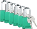 Brady Safety Lockout Padlock Sets - 6 Pack - Green - Keyed Different Safety Lockout Padlocks - 2 Keys per Lock - SDAL-GRN-38ST-KD6