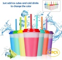 Casewin 7 Pack 12Oz Plastic Kids Cups with Lids & Straws - Reusable Color Changing Cups Adults Drinking Cup | Bulk Tumblers with Straw for Party Ice Coffee Smoothie Juice
