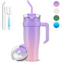 FORHVIPS 40Oz Tumbler with Handle and Straw Lid, Double Walled Stainless Steel Vacuum Insulated Tumblers Water Bottle, Travel Mug Iced Coffee Cup, Cupholder Friendly, Airtight Leak-Proof (Sakura Pink)